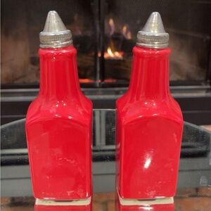 Oggi Red Ceramic Oil & Vinegar Cruets
